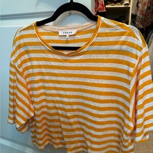 Frame Striped Tee in Yellow and White